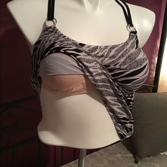 JACALYN Smith‎ Black and White Swimsuit Top Size 10 - Picture 3 of 8